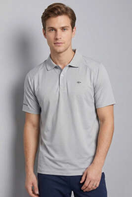 Polo Yaka Düğmeli Erkek T-shirt Gri 
