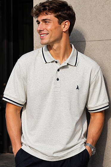 Polo Yaka Düğmeli Ribanalı Erkek T-shirt Yeşil - Erkek T-shirt