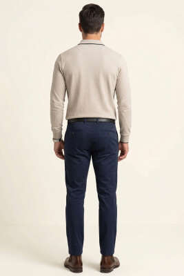 Polo Yaka Düğmeli Uzun Kol Sweatshirt Bej - Erkek Sweatshirt