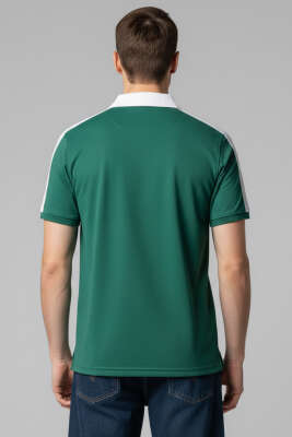 Polo Yaka Garnili Erkek T-shirt Nefti - Erkek Polo Yaka Tişört