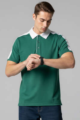 Polo Yaka Garnili Erkek T-shirt Nefti - BESSE