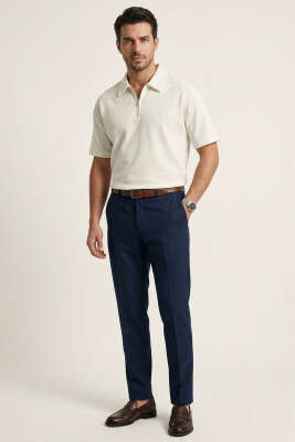 Polo Yaka Im Possible Baskılı Erkek T-shirt Beyaz - Erkek T-shirt