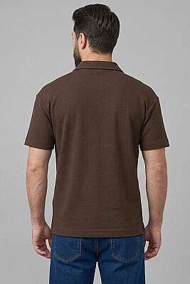 Polo Yaka Im Possible Baskılı Erkek T-shirt Kahve - Erkek T-shirt