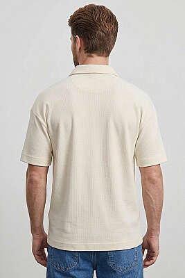 Polo Yaka Im Possible Baskılı Erkek T-shirt Kemik - Erkek T-shirt