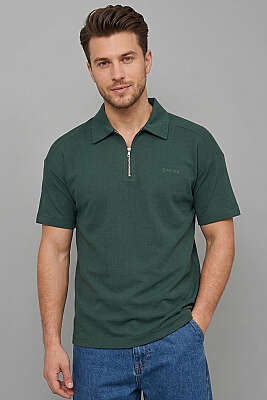 Polo Yaka Im Possible Baskılı Erkek T-shirt Nefti - DEEP POİNT