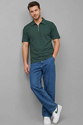 Polo Yaka Im Possible Baskılı Erkek T-shirt Nefti - Erkek T-shirt