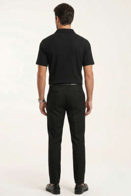 Polo Yaka Im Possible Baskılı Erkek T-shirt Siyah - Erkek T-shirt