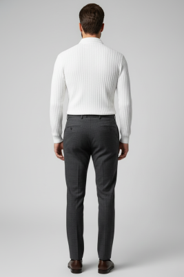 Polo Yaka Kabartma Çizgili Erkek Sweatshirt Ekru - Erkek T-shirt