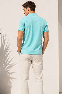 Polo Yaka Kol Ribanalı Erkek T-shirt Mint - Erkek T-shirt
