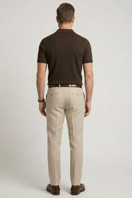 Polo Yaka Merserize Erkek T-shirt Kahve - Erkek T-shirt