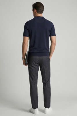 Polo Yaka Merserize Erkek T-shirt Lacivert - Erkek T-shirt