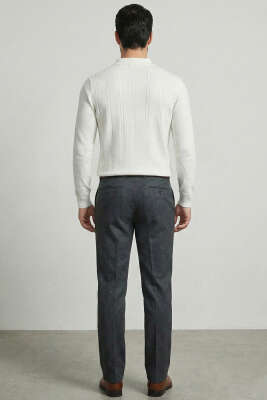 Polo Yaka Sarmal Çizgili Erkek Kazak Beyaz - Erkek Kazak