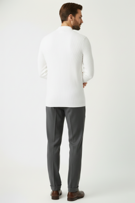 Polo Yaka Uzun Kollu Erkek Tişört Ekru - Erkek T-shirt