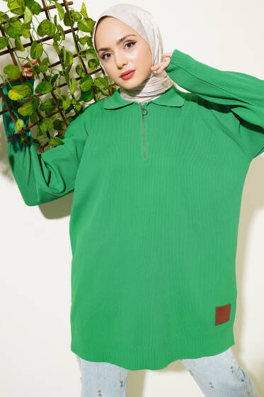 Polyelit Yarım Fermuarlı Basic Tunik Benetton - Tunik