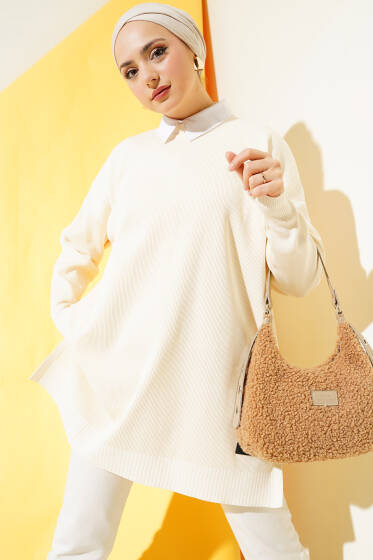 Polyelit Yırtmaçlı Tunik Kemik - Tunik