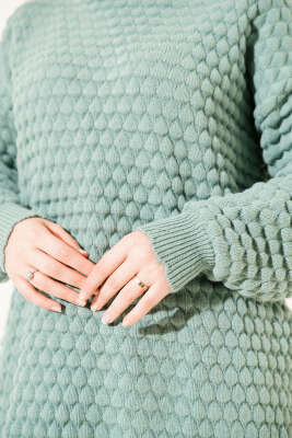 Popit Kabartmalı Triko Tunik Çağla Yeşili - Tunik