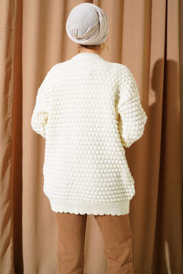 Popit Kabartmalı Triko Tunik Ekru - Tunik