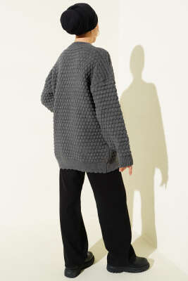 Popit Kabartmalı Triko Tunik Füme - Tunik