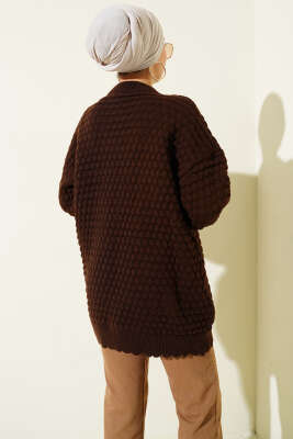 Popit Kabartmalı Triko Tunik Kahve - Tunik