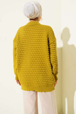 Popit Kabartmalı Triko Tunik Yağ Yeşili - Tunik