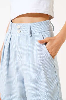 Pötikare Desen Şort Buz Mavisi - Kadın Giyim Modelleri