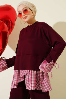 Pötikare Garnili Loyşa Tunik İkili Takım Bordo - İkili Takım