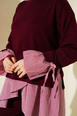 Pötikare Garnili Loyşa Tunik İkili Takım Bordo - İkili Takım