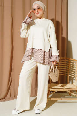 Pötikare Garnili Loyşa Tunik İkili Takım Ekru - İkili Takım