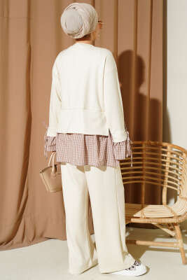 Pötikare Garnili Loyşa Tunik İkili Takım Ekru - İkili Takım