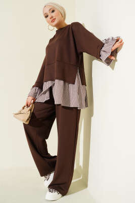 Pötikare Garnili Loyşa Tunik İkili Takım Kahve - İkili Takım