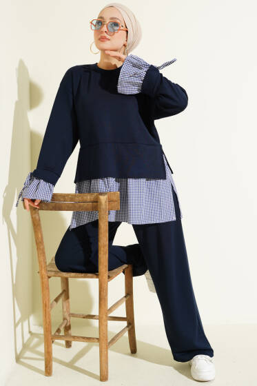 Pötikare Garnili Loyşa Tunik İkili Takım Lacivert - İkili Takım