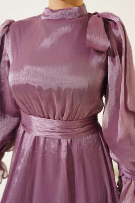 Prenses Janjan Tül Abiye Elbise Gül Kurusu - Tesettür Elbise