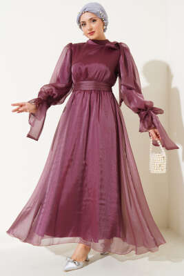 Prenses Janjan Tül Abiye Elbise Magenta 