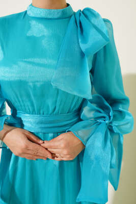 Prenses Janjan Tül Abiye Elbise Mint - Tesettür Elbise