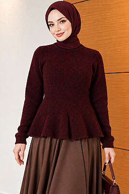 Prenses Model Triko Kazak Bordo - VANİZA TRİKO