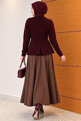Prenses Model Triko Kazak Bordo - Triko Kazak