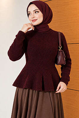 Prenses Model Triko Kazak Bordo - Triko Kazak