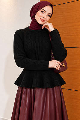 Prenses Model Triko Kazak Siyah - VANİZA TRİKO
