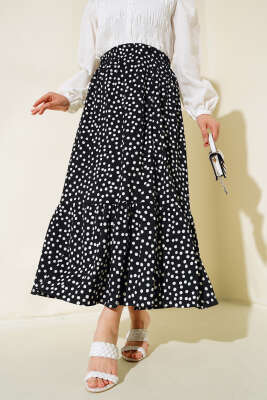 Puantiye Desen Bürümcük Etek Siyah - BIGDART