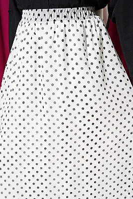 Puantiye Desenli Şifon Etek Beyaz - Etek