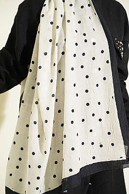 Puantiyeli Bambu Kraş Şal Taş - Başörtüsü