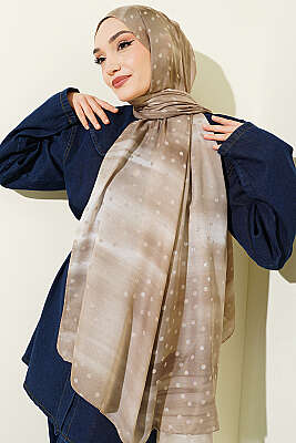 Puantiyeli Degrade Şal Kum Bej - Başörtüsü