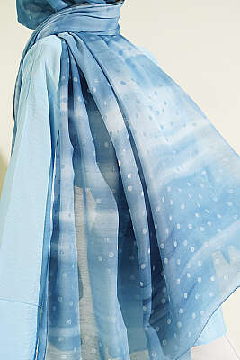 Puantiyeli Degrade Şal Turkuaz - Başörtüsü