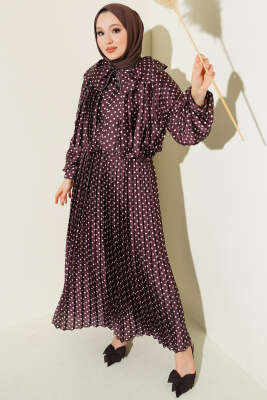 Puantiyeli Etekli İkili Takım Kahve - HEWES