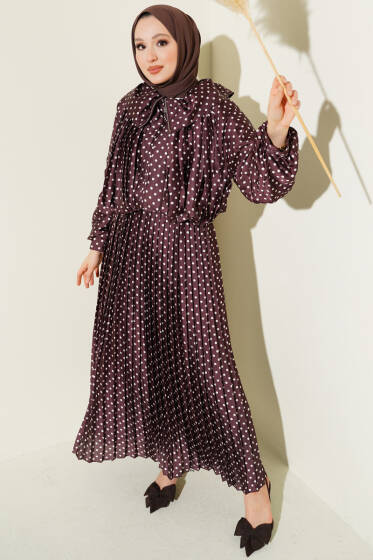 Puantiyeli Etekli İkili Takım Kahve - İkili Takım