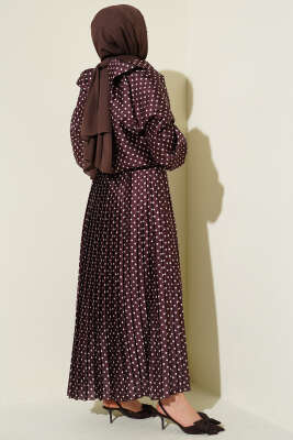 Puantiyeli Etekli İkili Takım Kahve - İkili Takım