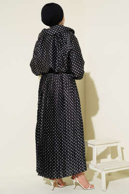 Puantiyeli Etekli İkili Takım Siyah - İkili Takım