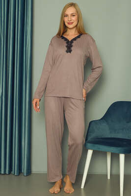 Puantiyeli Kadın Pijama Takımı Gri - Kadın Pijama Takımı