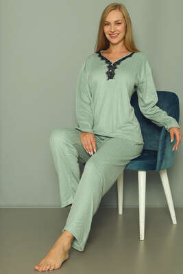 Puantiyeli Kadın Pijama Takımı Mint - Thumbnail