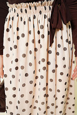 Puantiyeli Şifon Etek Bej - Etek